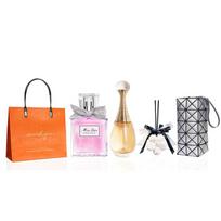 DIOR Perfume Miss Flower 5ml + Real Me 5ml + White Peach Aromatherapy + Glacier Silver Cosmetic Bag Privilege sidabras