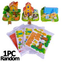 3D Three-dimensional Building Puzzle Model Toys DIY Handmade Paper Puzzle Building Blocks Educational Toy Gifts for Children