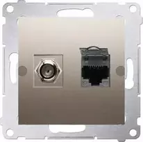 Kontakt-Simon Antena ir kompiuterio lizdas Simon 54 tipo F ir RJ45 kat. 6 matinis auksas (DASFRJ45.01/44)