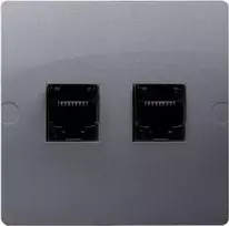 Kontakt-Simon Simon Basic kompiuterio lizdas dvivietis RJ45 kat. 5E inox (BMF52.02 / 21)