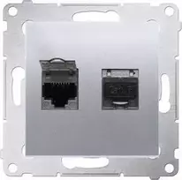 Kontakt-Simon Simon 54 Kompiuterių lizdai dviviečiai 2xRJ45 cat.6 su diafragma sidabrinis kilimėlis D62E.01 / 43 WMDK- 0640xx- 043 - WMDK- 0640xx- 043