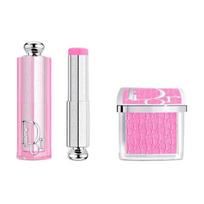 DIOR Rose Glowing Blush + Blush Stick Makeup Set Natural Moisture Boosting Color + Two-piece set: Blush #001 Pink + Blush Stick #001 Pink raudona