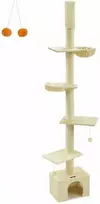 Songmics Feandrea Kačių medis lubų aukščio 231-291 cm reguliuojamo aukščio smėlio spalvos
