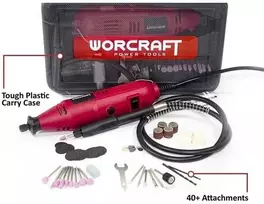 Šlifuoklis lanksčiu velenu Worcraft su priedais (40vnt) 135W