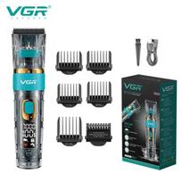 2026 VGR 695 Professional Hair Trimmer Cordless Barber Hair Clipper for Men Washable Beard Hair Cutting Machine Rechargeable Set LED Digital Display mėlyna