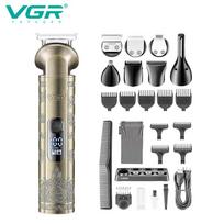 VGR 110 6-in-1 Waterproof Adjustable Hair Beard Trimmer Body Groomer Electric Shaver Face Nose Ear Trimmer Eyebrow Recharge Retro Oily Hair Clipper auksas