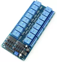 Oem 16 kanalų relės modulis su optoizoliacija - 10A/250VAC kontaktai - 12V ritė
