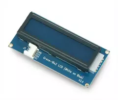 Seeed Studio Grove, 2x16 simbolių LCD ekranas su apšvietimu (balta ant mėlynos spalvos)