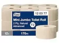 Tualetinis popierius Tork Mini Jumbo T2 (120377) natūralios spalvos tualetinio popieriaus ritinys Advanced