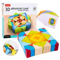 3D Spatial Logic Wooden Puzzle - 48PCS Creative Blocks Kids Brain Training Toy Shape Matching Montessori Game for 3+ Years įvairiaspalvis