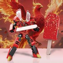 Transforming Toy Ice Cream Warrior Model Boy Educational Toy Children's Robot Warrior Ice Cream Pretend Play raudona