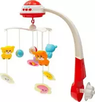 Karuselė virš lovelės su šviesos projektoriumi Baby Mix raudona