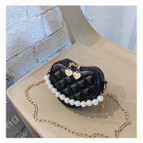 Pearl Handle Merginos Mini Pečių Krepšys Princesė Piniginė Monetų Piniginė Rankinės Mielos Vaikiškos Širdelės formos Kryžminės rankinės juoda
