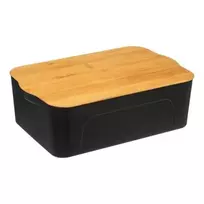 5five Simply Smart Bamboo Plastikinė dėžutė su bambukiniu dangteliu, 13,5 L, juoda