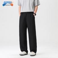 Men's Breathable Cotton Linen Straight Casual Pants 185/88A juoda xl spalva