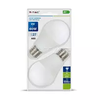 Bikuvalt 9Wx2vnt/pakuotėje LED lemputės V-TAC, A60, E27, dimeriuojamos per 3 žingsnius, (4000K) natūraliai balta