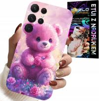 Etui Do Samsung Galaxy S22 Ultra - Słodki Miś Na Różowym Tle, Case + Folia