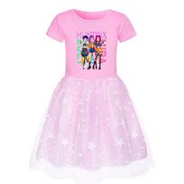 4174 Kids Girls Rumi Zoey Mira Huntrix Print Mesh Dress 110cm rožinė