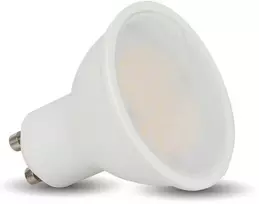 Bikuvalt 5W LED lemputė V-TAC, GU10, su plastikiniu, matiniu dangteliu, (4000K) dienos šviesa