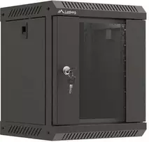 Lanberg 10" 6U 300x300 juoda sieninė spintelė su stiklinėmis durelėmis (plokščia pakuotė)