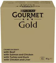 PIECES PURINA GOURMET GOLD Gabaliukai padaže 4 skonių mišinys - šlapias kačių maistas - 96x85g