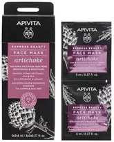 Apivita Express Beauty Mascarilla facial iluminadora y retexturizante con alcachofa, AHA y PHA 2 x 8 ml