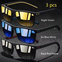 3 Pieces Vintage Check Pattern Goggles For For Men And Women Fishing Driving Trendy Rectangular Design Sun Eyeglasses UV Protection 400