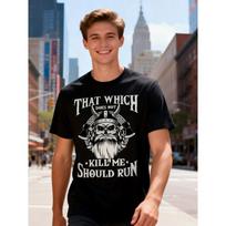 European Sizes Men' Viking Norse Warrior T-Shirt with Viking Skull & Battle Print S įvairiaspalvis