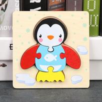 Cartoon Animals 3D Wooden Puzzles Wooden 3D Wooden Puzzle Intelligence Educational Cartoon Animals Puzzles Baby