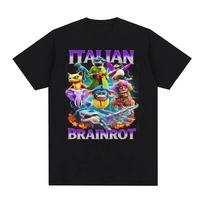 Brainrot Italian Trendy Graphic T-shirt Men's Clothing Summer Vintage T Shirt Hot Sale 100% Cotton Loose Oversized Cozy T-shirts S įvairiaspalvis