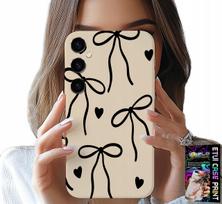 Etui Do Samsung Galaxy S24 Fe - Beżowe Kokardki Wstążka Modne Wzory