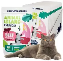 Drėgnas Kačių Maistas - ANIMAL ISLAND Kasdieniai Jautienos Filė Sultinyje 12 x 85g