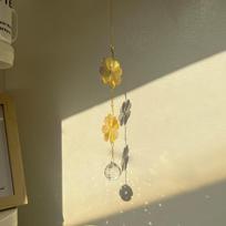 New Hanging Decoration Sun Catcher Window Art Lotus & Ginkgo Leaf Crystal Suncatcher Gift Crystal Wind Chime Garden