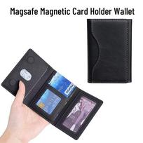 Magnetic Card Holder for iPhone 16: PU Leather Wallet & Tri-fold Stand violetinė