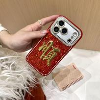 Festive Rhinestone Enamel Protective Case for iPhone 13, 14, 15, 16 Pro, 17 17