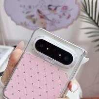 Huawei Pura X Max Foldable Phone Case - Rhinestone Coco Style, Transparent Double Hinge, Full Coverage Protective Case. Huawei Pura X Max