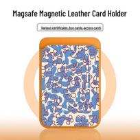 Red & Blue Flower Magnetic Card Holder for Apple Phone Case with MAGsafe Compatibility Single Card Holder