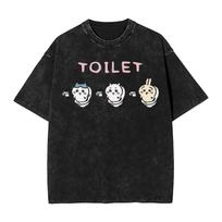 Chiikawas Hachiware Usagi on the Toilet Potty Poop Pooping Meme Washed T Shirt Streetwear Hip Hop TShirt  Tee Shirt for Unisex S