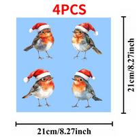 1Set Christmas Hat Bird Window Stickers Waterproof Sunscreen for Wall DIY Glass Door Universal Vinyl Decals Self-adhesive