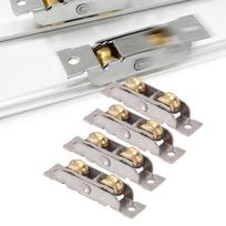 4PCS Double Rollers Sliding Door Roller Tandem Rollers Stainless Steel Concave Wheel Roller With Screws Copper Ball Wheel Roller 4PCS