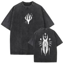 Hollow Knight Symbol  World EleUnisext DoublePrint TShirt Distressed Charcoal Oversize Base with IP Icon  Detail Collection S