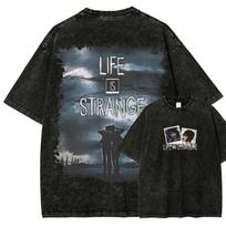 Life Is Strange Washed Tshirt Oversized Unisex Year round clothing personality Clothes Streetwear Trendy Yk Short Sleeves soft S