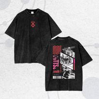 Anime Berserk Gust Graphic Print Washed Short Sleeved Round Neck Yk Tshirt Men Clothing New in Top Tees Mens TShirt Camisetas M