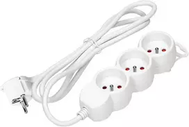 Orno Przedłużacz 3 krypčių prailgintuvas 2P+Z, 5m H05VV-F 3x1.5mm2, Imax=16A, plokščias kištukas, baltas