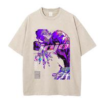 Hot Anime JoJos Bizarre Adventure Kira Yoshikage Print Tshirt Men Clothing Cotton Tshirt Retro Washed T Shirt Male Manga Tops S