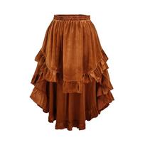 High Waist Layered Ruffle Skirt Asymmetrical Hem Vintage Inspired Design Elastic Waistband Midi Length Skirt for Women L ruda