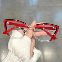 Blue Light Blocking Cat-Eye Irregular Flat Mirror Vintage Fashion Customizable Splicing Color Trend Multifunctional Sun Glasses