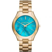 Michael Kors MK3492 Slim Runway Blue Dial Ladies Watch 42mm auksas