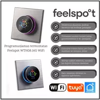 Programuojamas termostatas Feelspot WTH08.16G WiFi, pilkas, Tuya, Smart Life