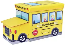 Geltonas autobuso žaislų konteineris
